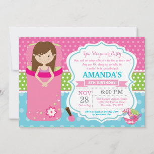 Spa Sleepover Slumber Birthday Party Invitation Kaart