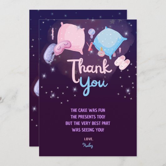 Spa Slumber Party Verjaardagsfeestje Dank u kaart (Voorkant / Achterkant)