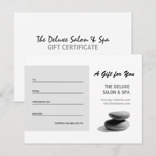 Spa Stones Cadeaubon Briefkaart (Voorkant / Achterkant)