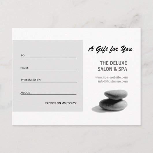 Spa Stones Cadeaubon Briefkaart (Voorkant)