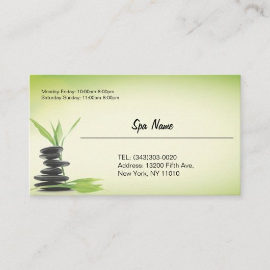 Spa store business cards visitekaartje (Voorkant)