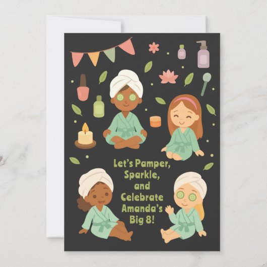 Spa-Tacular Kids Verjaardagsfeest Kaart (Achterkant)