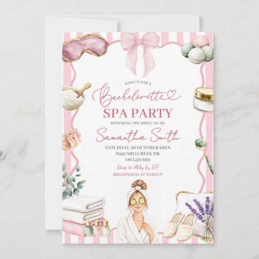 Spa Thema Bachelorette Spa Feest Uitnodiging  (Voorkant)