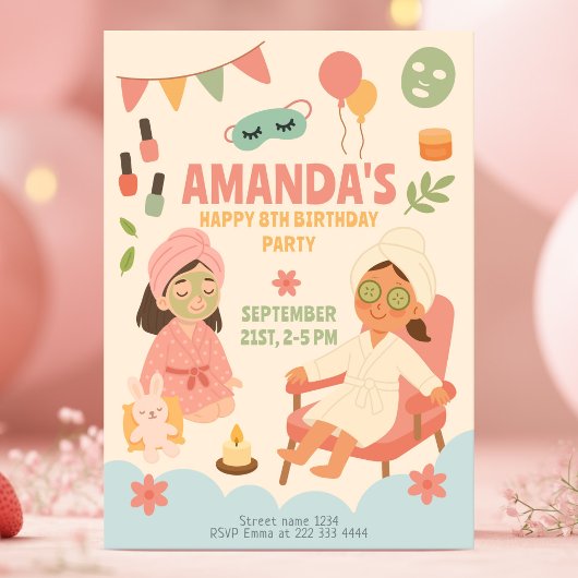 Spa thema verjaardagsfeestje voor meisjes kaart