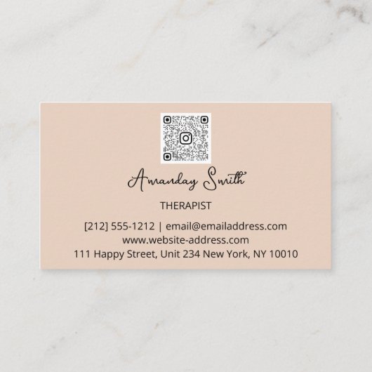 SPA Therapist Golden Script QR Code Logo Visitekaartje (Achterkant)