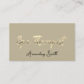 SPA Therapist Script Gold QR Code Mint Green Visitekaartje (Voorkant)