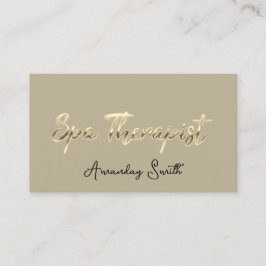 SPA Therapist Script Gold QR Code Mint Green Visitekaartje