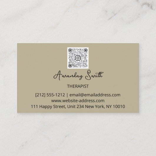 SPA Therapist Script Gold QR Code Mint Green Visitekaartje (Achterkant)
