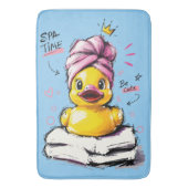 Spa Tijd Knuffel Rubber Eend met Handdoek Tulband Badmat (Voorkant Verticaal)