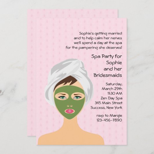 Spa-uitnodiging Kaart (Voorkant / Achterkant)