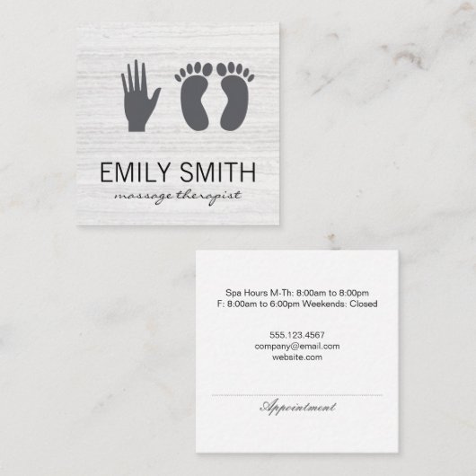 Spa-uitstap | Massage (afspraakkaart) Afsprakenkaartje (Voorkant / Achterkant)