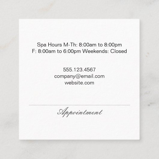 Spa-uitstap | Massage (afspraakkaart) Afsprakenkaartje (Achterkant)