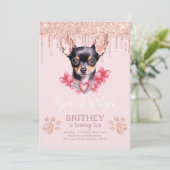 Spa Verjaardag Elegante Hond Glitter Kaart (Staand voorkant)