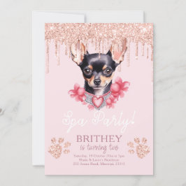 Spa Verjaardag Elegante Hond Glitter Kaart