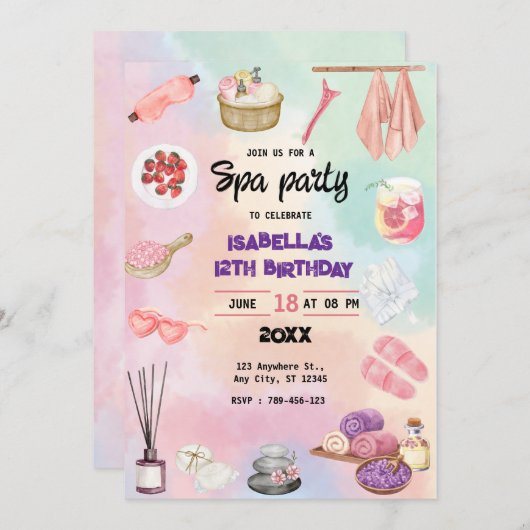 Spa verjaardag, elke leeftijd, verjaardag, spa par kaart (Voorkant / Achterkant)