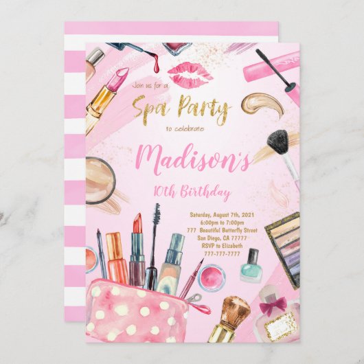 Spa Verjaardag nodigt uit Kaart (Voorkant / Achterkant)