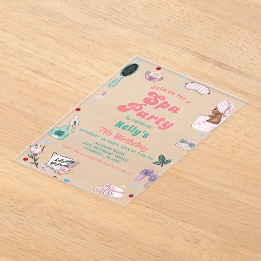 Spa Verjaardag Pamper Party Verjaardag Acryl Uitnodigingen (Laagn)