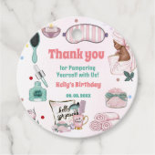 Spa Verjaardag Pamper Party Verjaardag Bedankjes Labels (Voorkant)