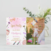 Spa Verjaardag Uitnodiging met Foto (Staand voorkant)