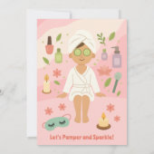 Spa Verjaardagsfeest voor meisjes Roze Pampe Kaart (Achterkant)