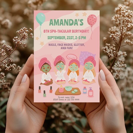 Spa Verjaardagsfeest voor meisjes Roze Pampe Kaart