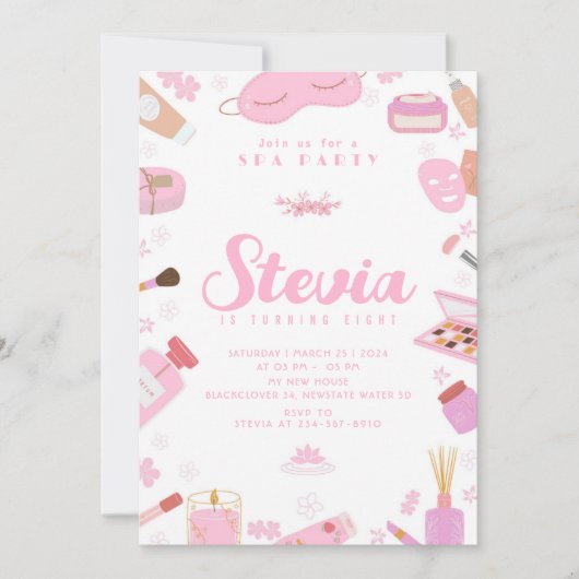 Spa verjaardagsfeestje bewerkbare uitnodiging (Voorkant)