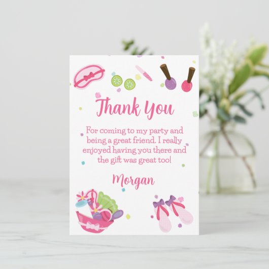 Spa Verjaardagsfeestje Dank u kaart (Staand voorkant)