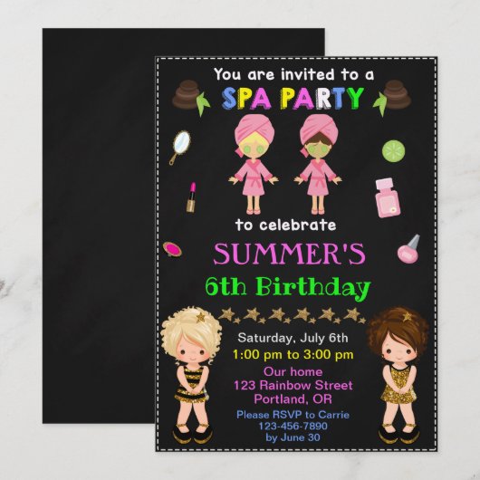 SPA verjaardagsuitnodiging Makeup beheert glamor Kaart (Voorkant / Achterkant)