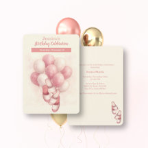 Spa verjaardagsuitnodiging, roze ballonnen slipper
