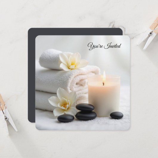 Spa Vrijgezellenfeest met Magnolia bloemen Kaart (Voorkant / Achterkant in situ)