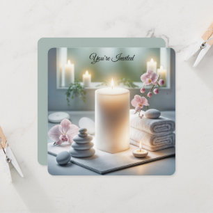 Spa Vrijgezellenfeest met orchideeën en kaarsen Kaart