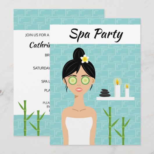 Spa Vrouw Illustratie Spa Dag Bruidsdouche Kaart (Voorkant / Achterkant)