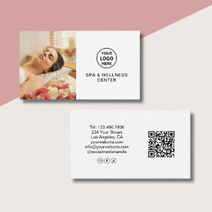 Spa Wellness Center Aangepast Logo Foto QR Wit Visitekaartje