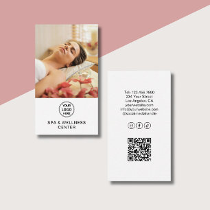 Spa Wellness Center Aangepast Logo Foto QR Wit Visitekaartje