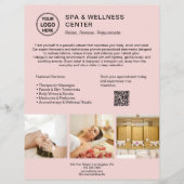 Spa Wellness Center Custom Logo QR Pink Business Flyer (Voorkant)