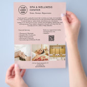 Spa Wellness Center Custom Logo QR Pink Business Flyer (Hand)