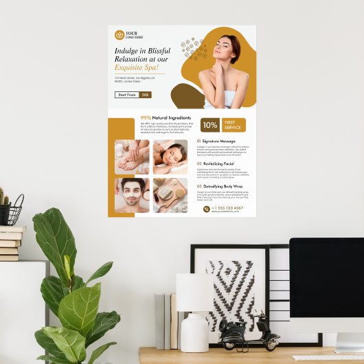 Spa, Wellnesscentrum, Schoonheidsverzorging Poster (Thuiskantoor)