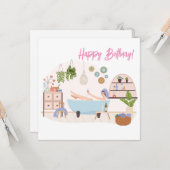 Spa Zelfzorg Gelukkige Verjaardag Vrouw Gift Kaart (Voorkant / Achterkant in situ)