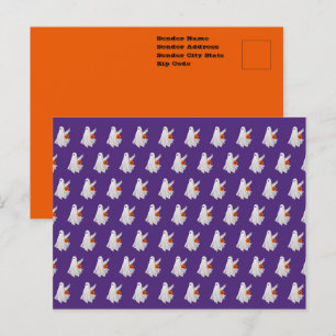 Spaak of Smoes Ghost Met Pompoen Snoep Emmer Briefkaart