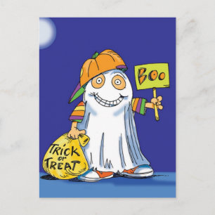 Spaakgeest met Halloween - Halloween ansichtkaart Briefkaart