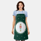Spaangroene botanische kerst schort (Gedragen)