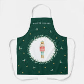 Spaangroene botanische kerst schort (Voorkant)