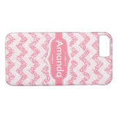 *~* Spaanroze glitter White Chevron Case-Mate iPhone Case (Achterkant (Horizontaal))