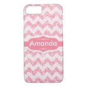 *~* Spaanroze glitter White Chevron Case-Mate iPhone Case (Achterkant)