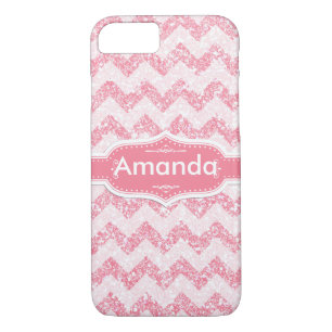 *~* Spaanroze glitter White Chevron iPhone 8/7 Hoesje