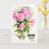 Spaans 100th Birthday  Roos Tuinnaam Kaart (Gele Bloem)
