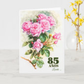 Spaans 85th Birthday Roos Tuinnaam Kaart (Gele Bloem)