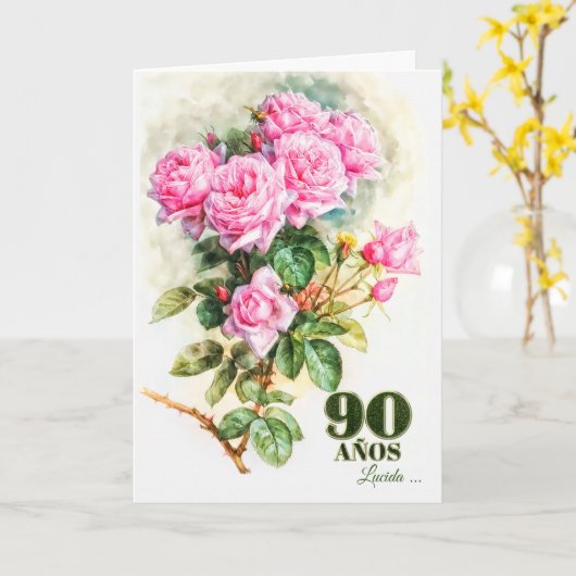 Spaans 90e  Roos van geboorte Tuinnaam Kaart (Gele Bloem)