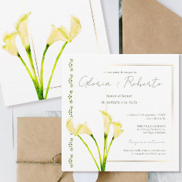 Spaans, Alcatraces y Oro minimalistische bruiloft Kaart