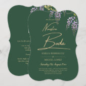 Spaans All-in-1 WISTERIA Gold Text Green BODA Invi Kaart (Voorkant / Achterkant)